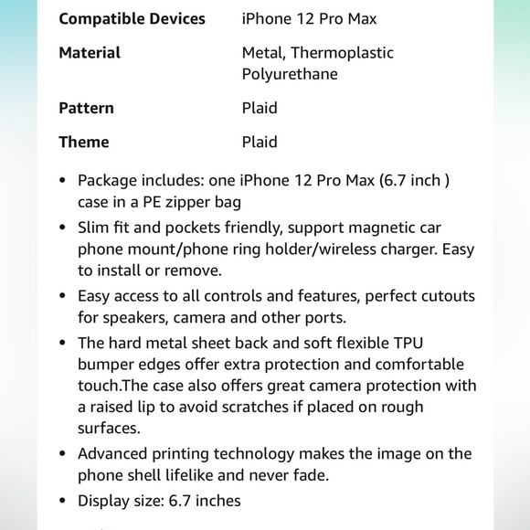 Retro Blue Plaid Case | iPhone 12 Pro Max | NWT - Picture 4 of 5